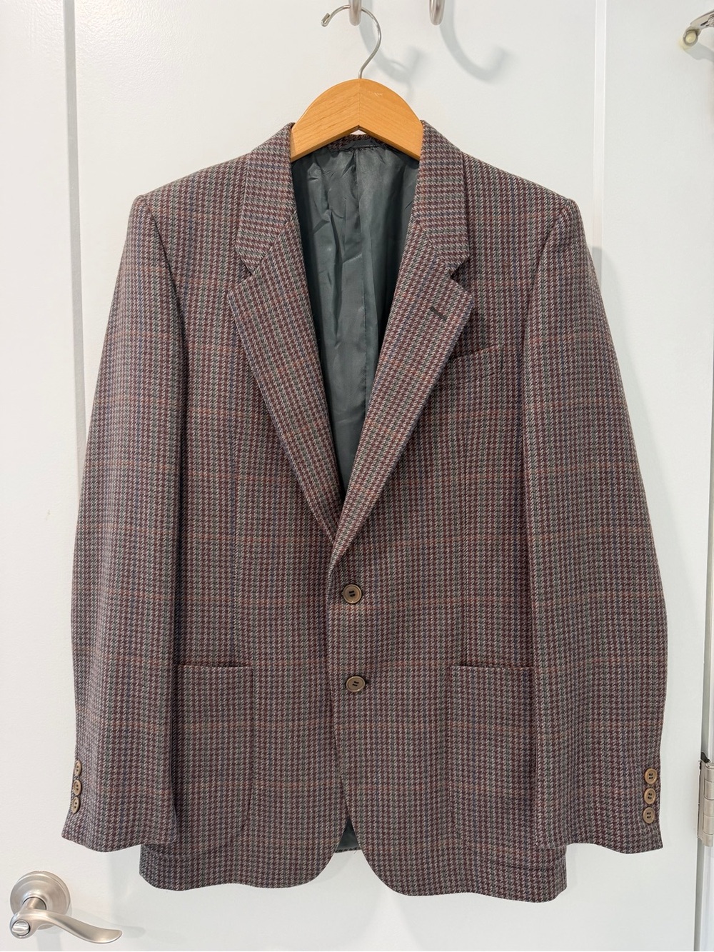 Vintage Marzotto Serie Oro Brown Houndstooth Italian Wool Zignone Blazer (48 R)